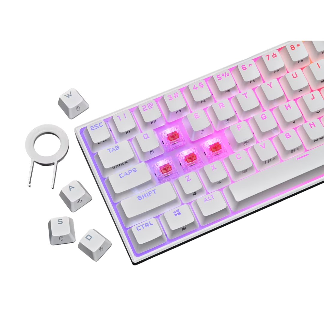 Teclado Corsair K65 Rgb Mini 60-por-ciento Mecanico Cherry Mx Speed White