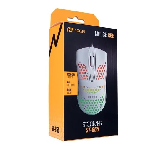 Mouse Gamer Noganet Rgb 1600 Dpi Blanco