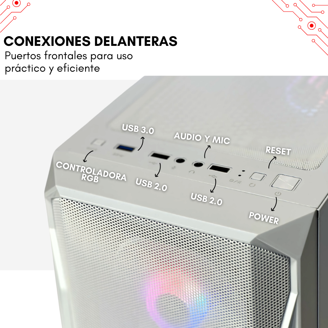 Gabinete Noxi Gaming Hika + X4 Fan Rgb White