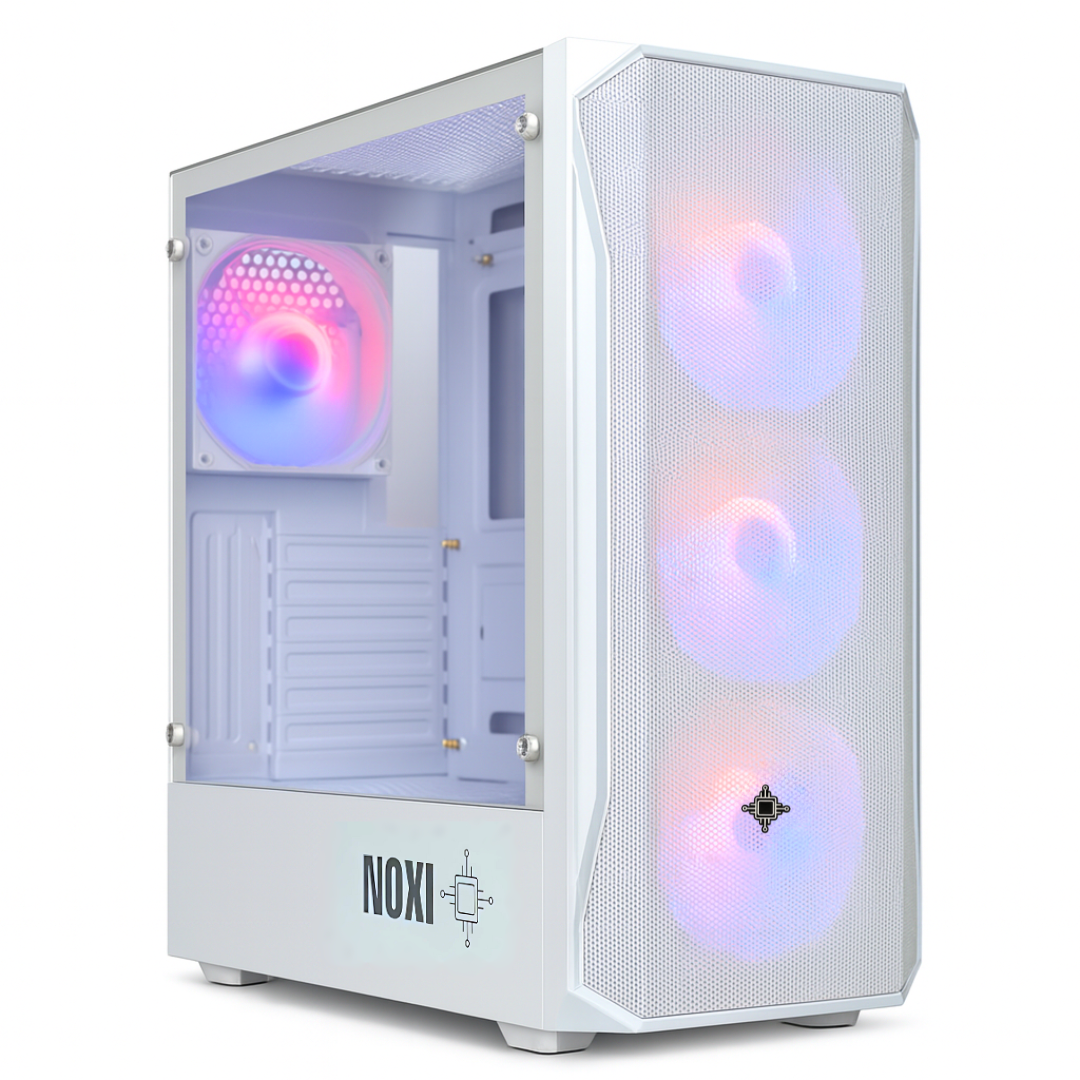 GABINETE NOXI GAMING HIKA + X4 FAN RGB WHITE
