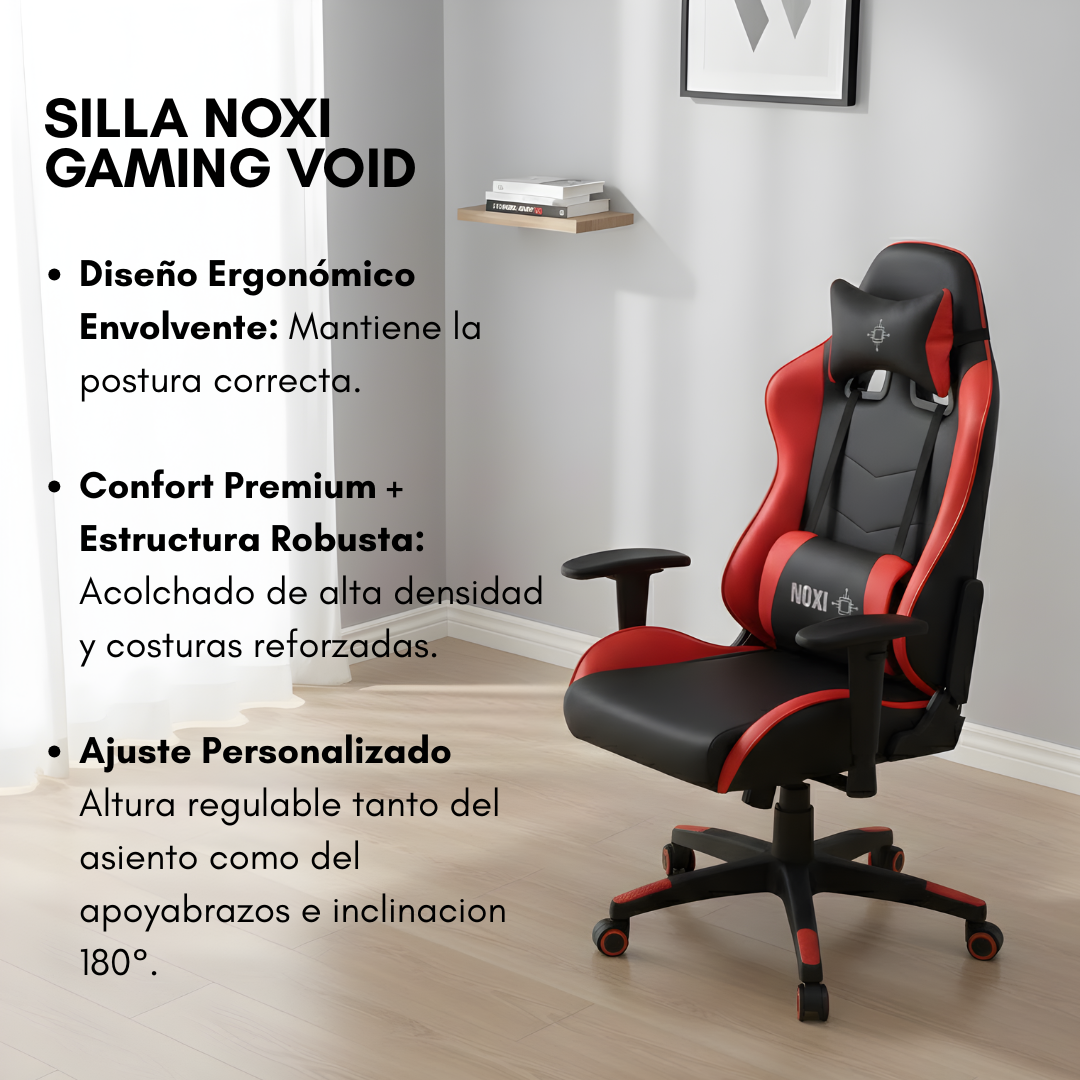 Combo Noxi Escritorio Y Silla Gamer Negra-roja