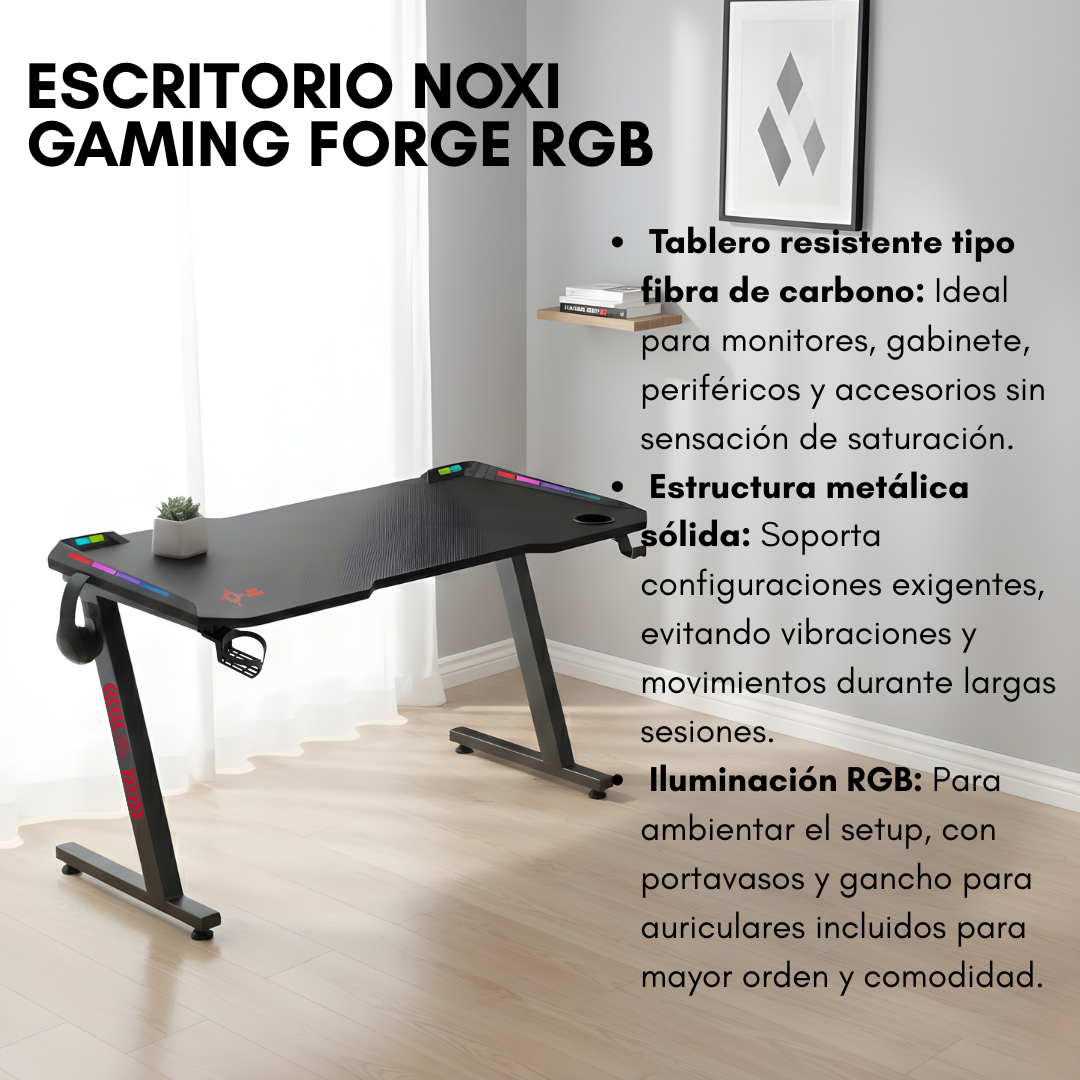 Combo Noxi Escritorio Y Silla Gamer Negra-roja