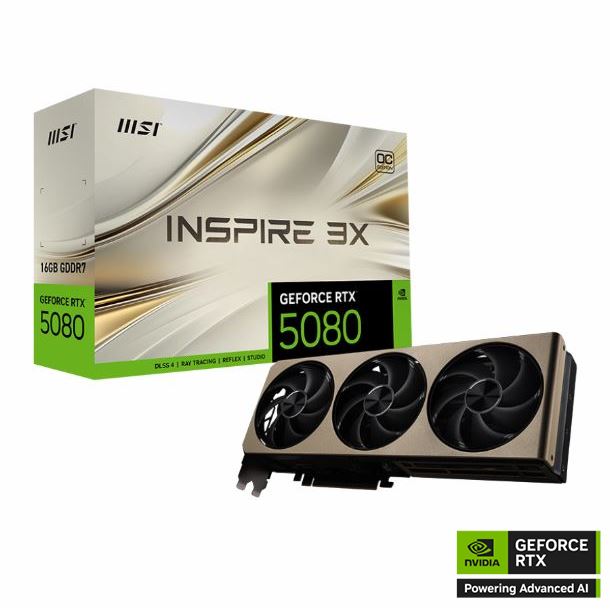 PLACA DE VIDEO MSI RTX 5080 INSPIRE 3X OC 16GB GDDR7