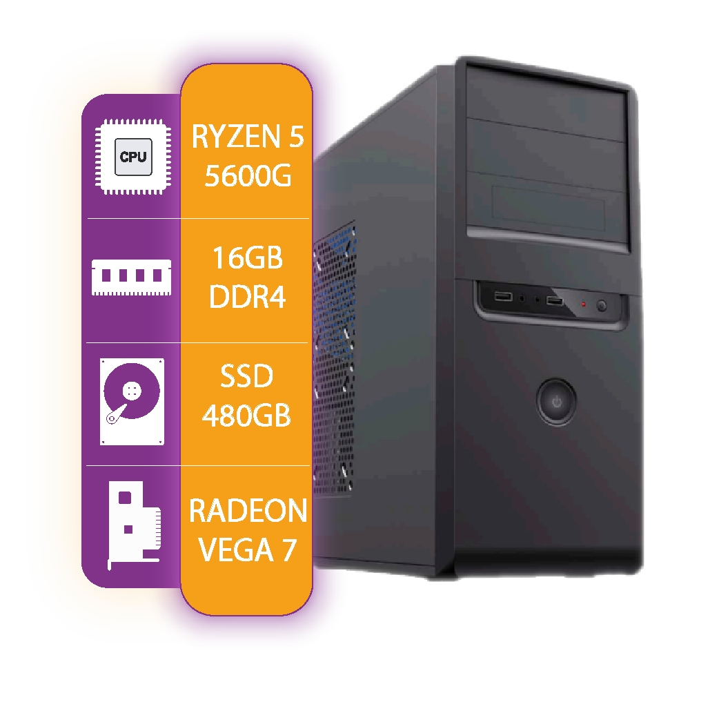 PC ARMADA GAMER AMD RYZEN 5 5600G  16GB RAM  480GB SSD