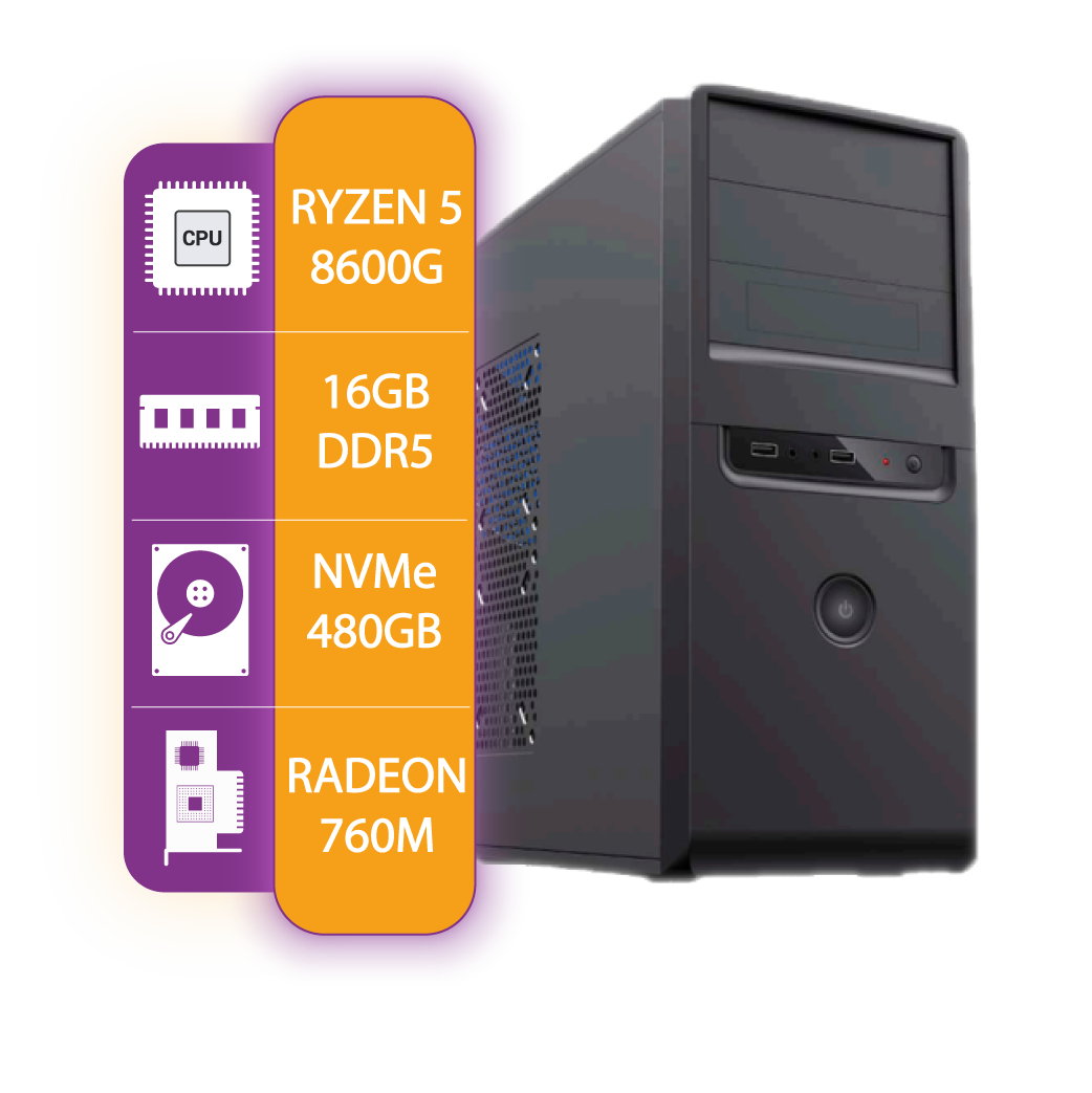 Pc Armada Gamer AMD Ryzen 5 8600G | 16GB RAM | 480GB NVMe SSD