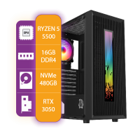 PC ARMADA GAMER AMD RYZEN 5 5500  RTX 3050 XT  16GB RAM  480GB NVME SSD  550W 80+