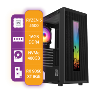 PC ARMADA GAMER AMD RYZEN 5 5500  RX 9060 XT  16GB RAM  480GB NVME SSD  550W 80+