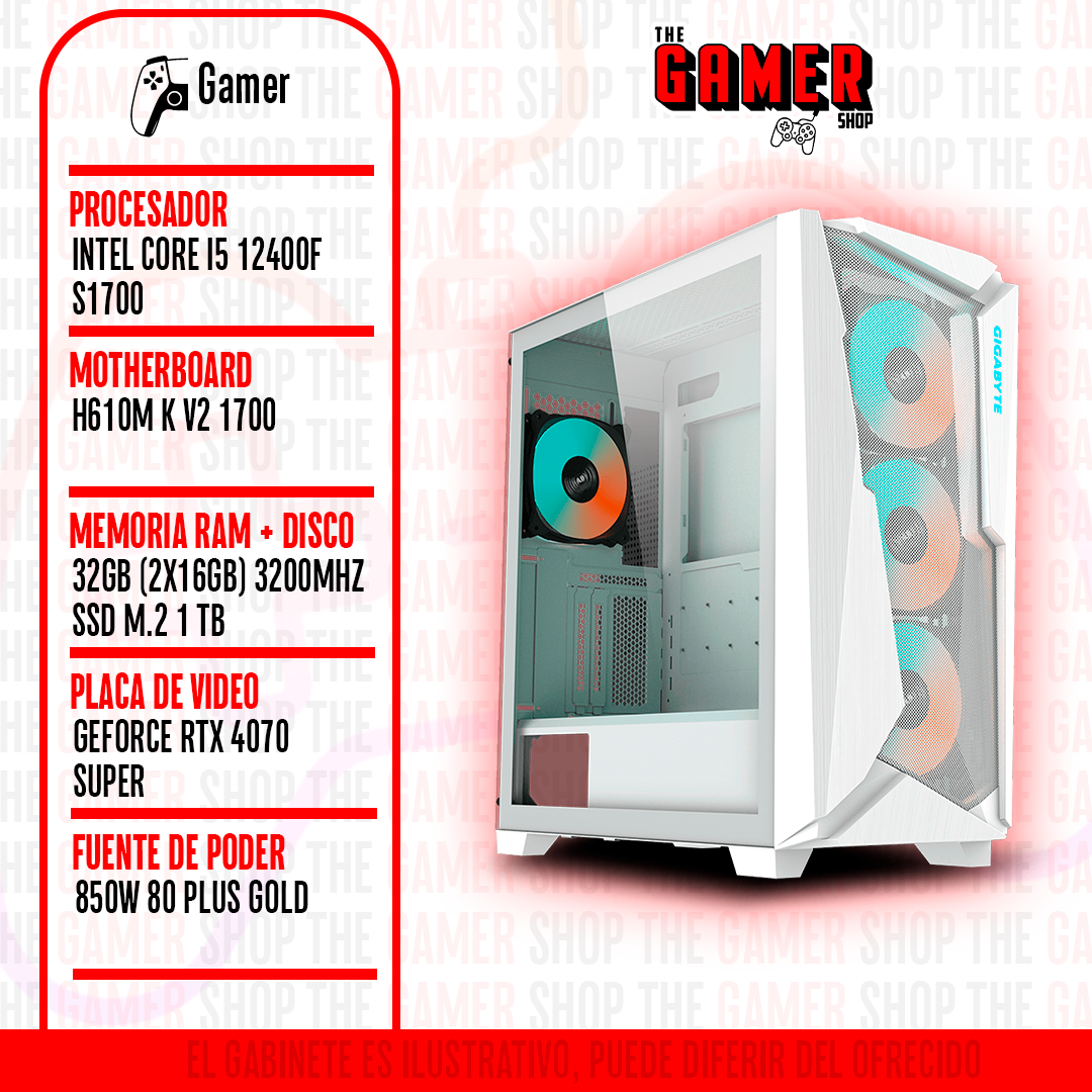 PC GAMER | INTEL I5 12400F - RAM 32GB - 512GB M.2 - RTX 4070 SUPER 12GB | N130 + WINDOWS11