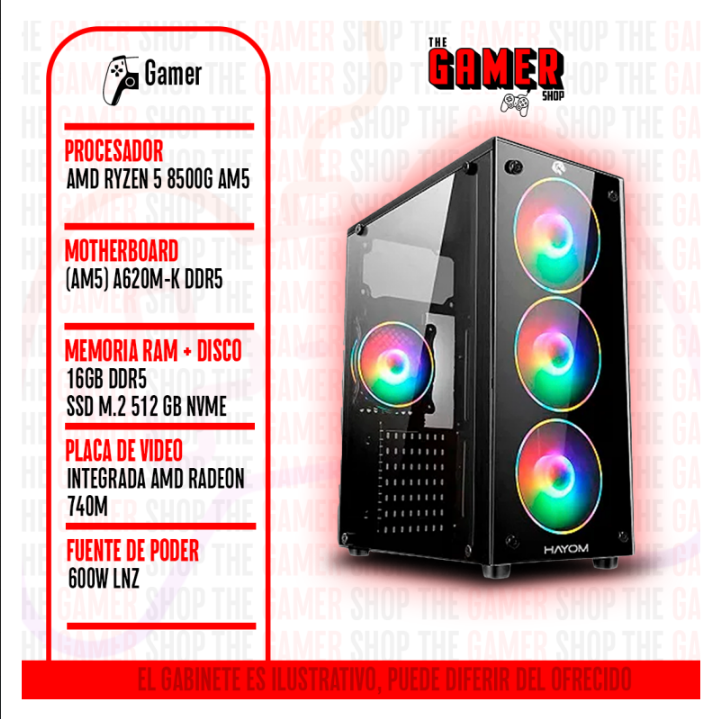 PC GAMER  RYZEN 5 8500G - RAM 16GB DDR5 - 512GB M.2  N270 + WINDOWS11