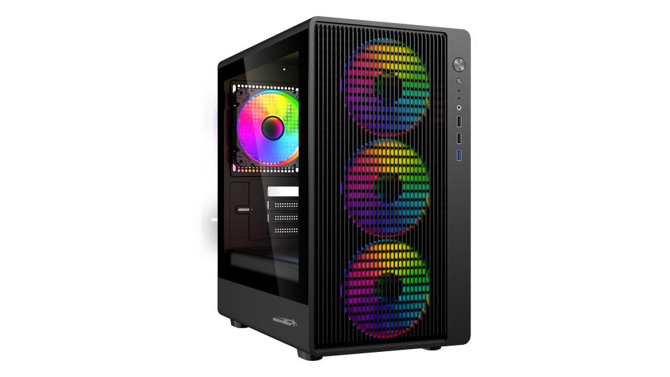 GABINETE MESH SENTEY BACKFIRE BLACK + 4 COOLERS ARGB
