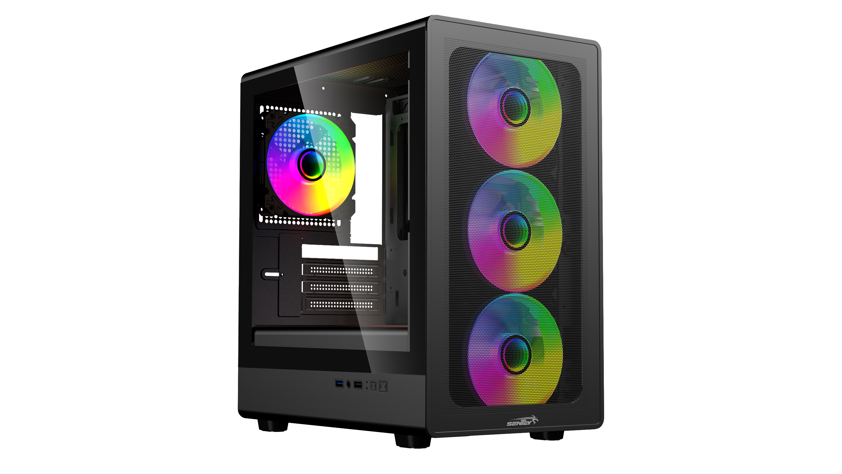 GABINETE MESH SENTEY M25 BLACK + 4 COOLERS ARGB