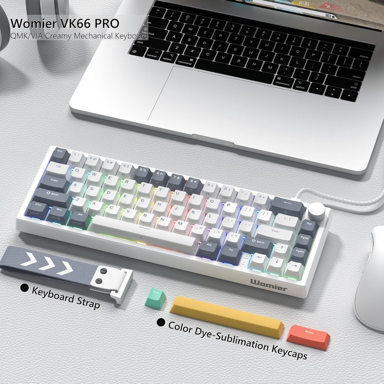 TECLADO MECANICO 60 WOMIER VK-66 PRO 60% ORDINARY GRIS