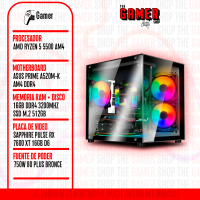 PC GAMER  RYZEN 5 5500 - RAM 16GB - 512GB M.2 - RX 7600 XT 16GB  N200 + WINDOWS11