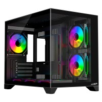 GABINETE SENTEY PECERA A20 PRO BLACK VIDRIO TEMPLADO + 3 COOLERS ARGB.