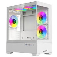 GABINETE SENTEY PECERA H30 WHITE VIDRIO TEMPLADO + 5 COOLERS ARGB.