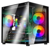 GABINETE PECERA SENTEY A8 BLACK + 5 COOLERS ARGB.