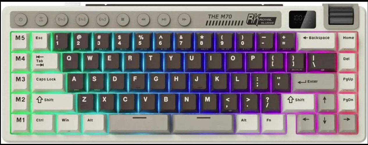 Teclado Royal Klugde Rkm70 Wireless Mokko Grey Switch Beige 