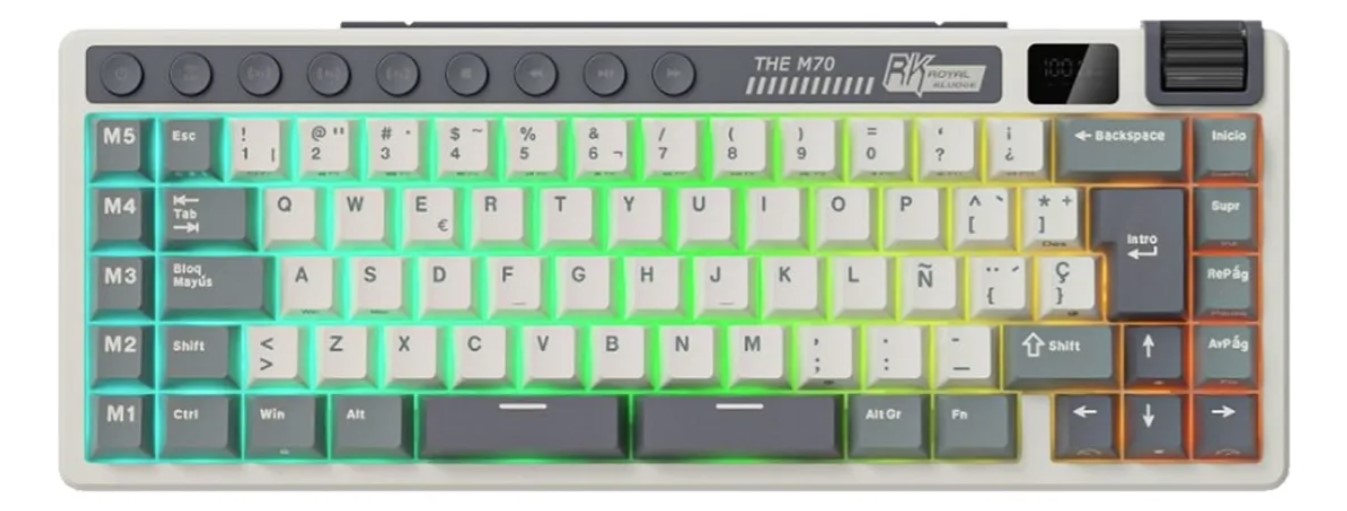 Teclado Royal Kludge Rkm70 wireless Cyan Purple Switch Cream