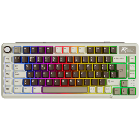 Teclado Royal Klugde Rkl75 Wireless Mokka Grey Switch Beige 