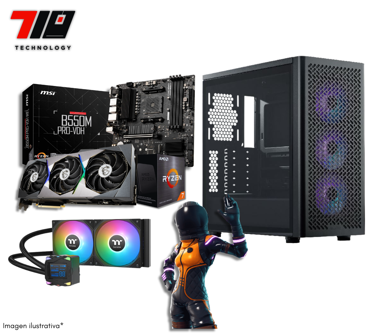 Pc Gamer Ryzen 7 5700x + Rtx 3080 10gb + 32b Ram | 710 Technology