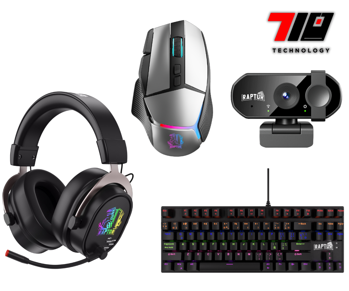 Combo Raptor Teclado + Auriculares + Mouse + Webcam