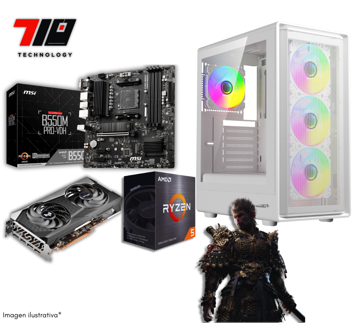 Pc Gamer Ryzen 5 5500 + Rx 6600 Xt 8gb + 16gb Ram