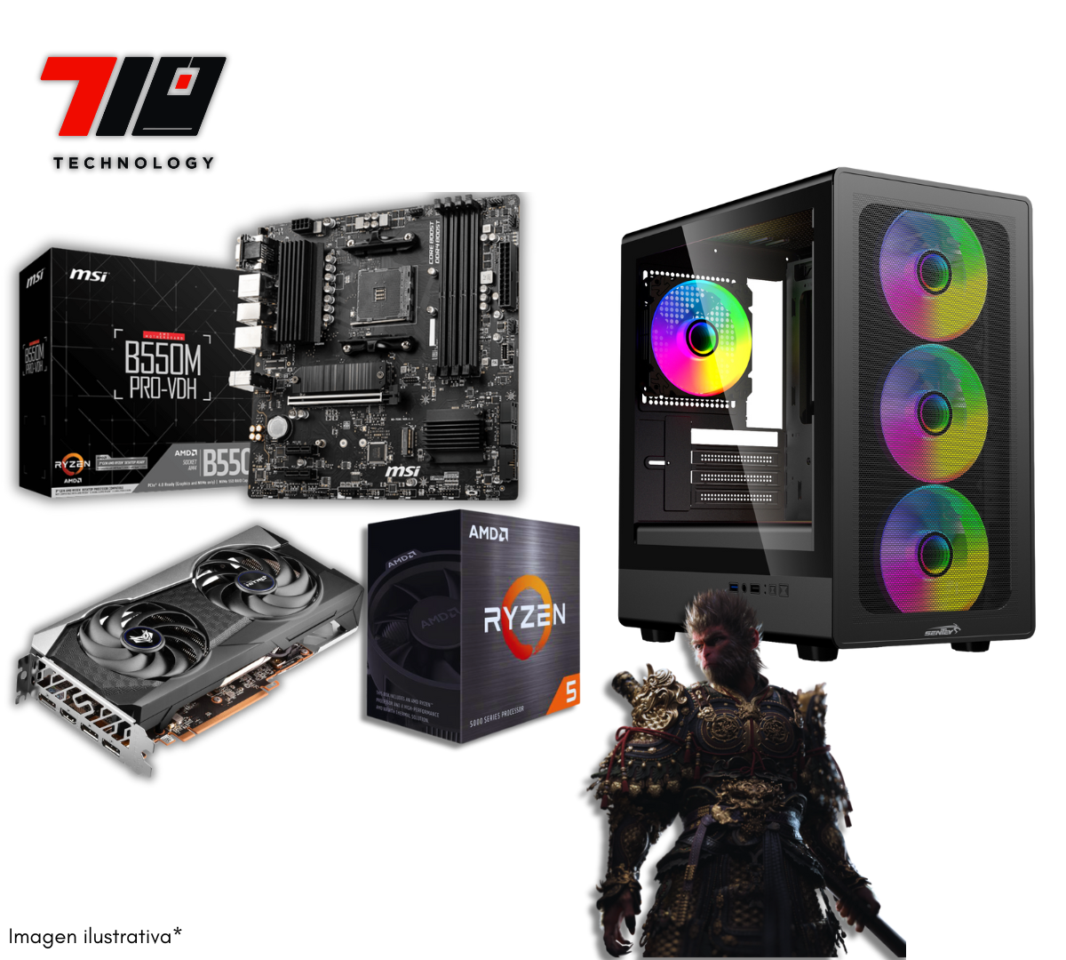 Pc Gamer Ryzen 5 5500 + Rx 6600 Xt 8gb + 16gb Ram