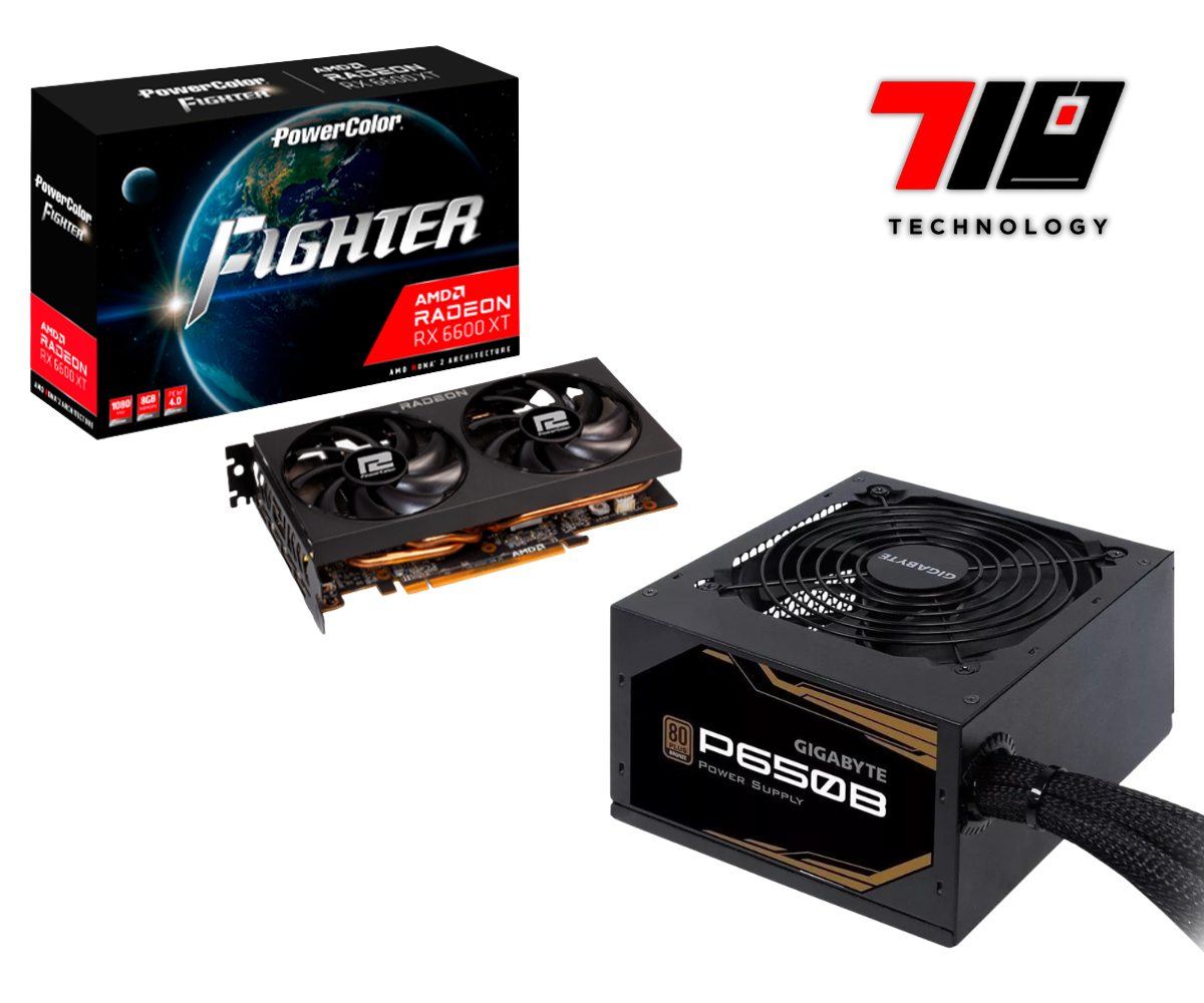 Rx 6600 Xt Powercolor 8gb + Fuente 650w Gigabyte 80+ Bronce (usado)