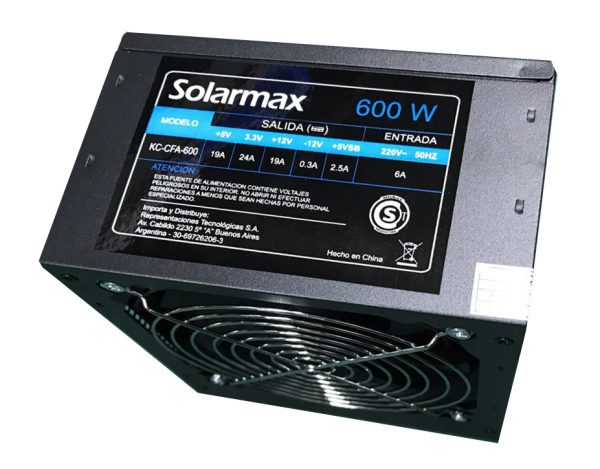 Fuente Solarmax Gamer P/pc 600w Kc-cfa-600 Con Cable Power