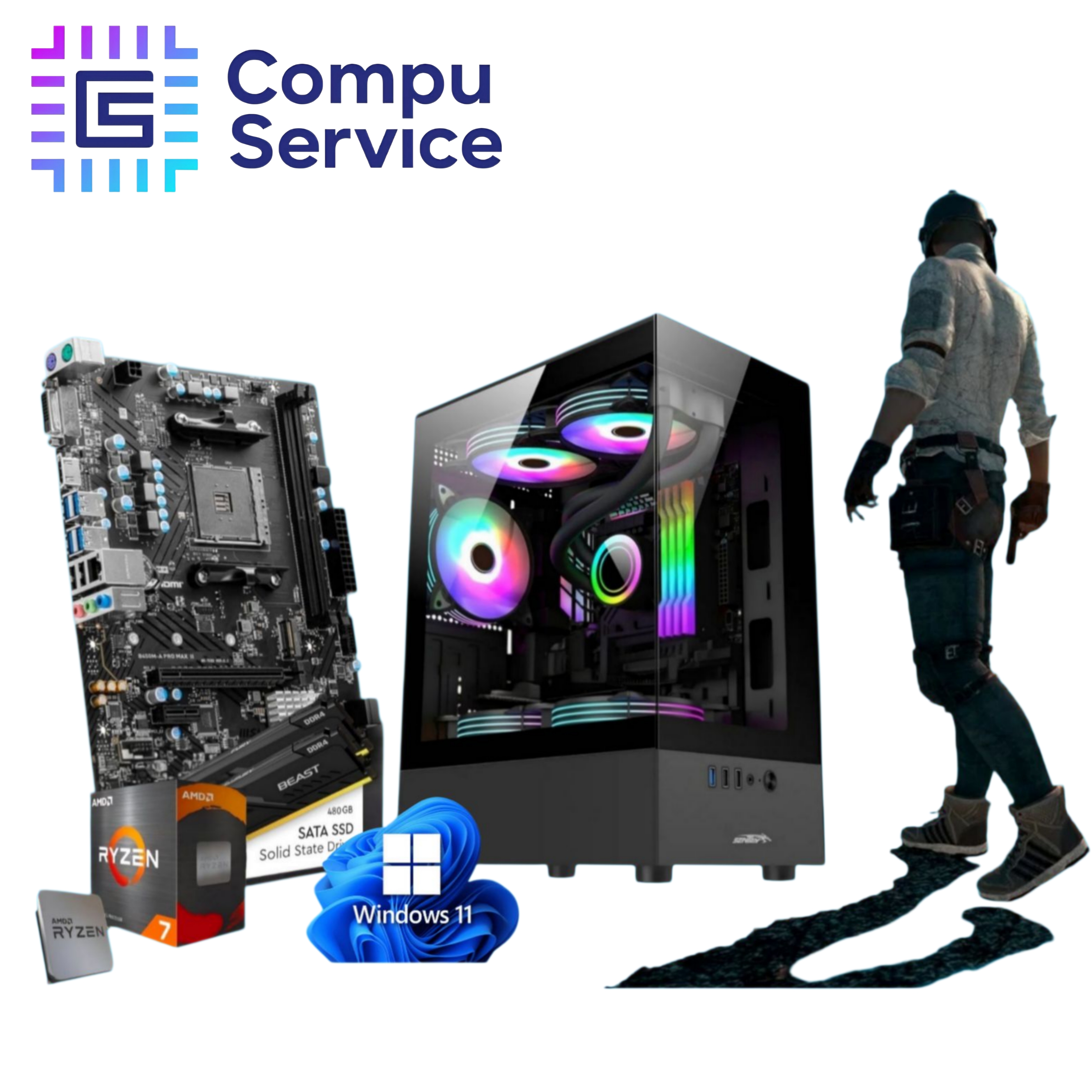 PC RYZEN 7 5700G + 16GB RAM + SSD 480GB + GABINETE ZEUS 5 COOLERS RGB