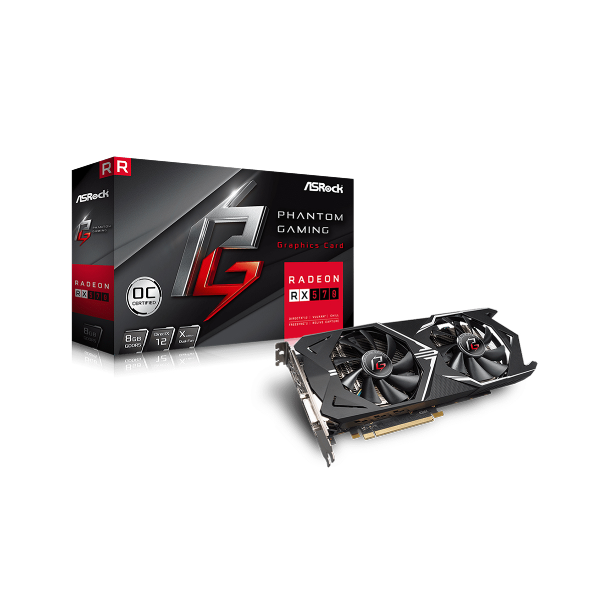 PLACA DE VIDEO 8GB GDDR5 RX 570 ASROCK PHANTOM GAMING