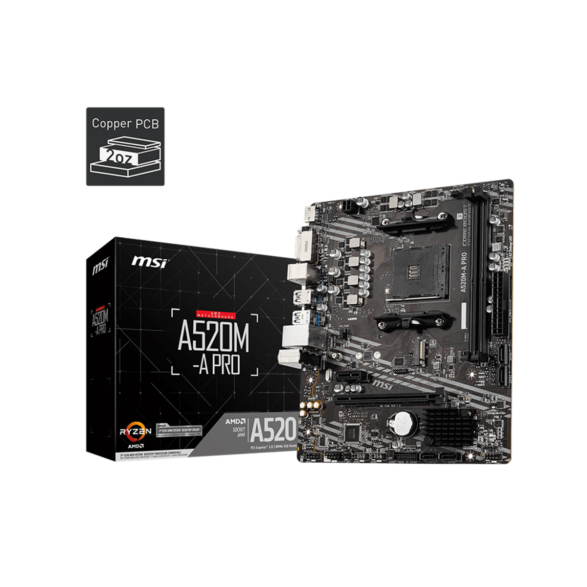 MOTHERBOARD AM4 MSI A520M-A PRO