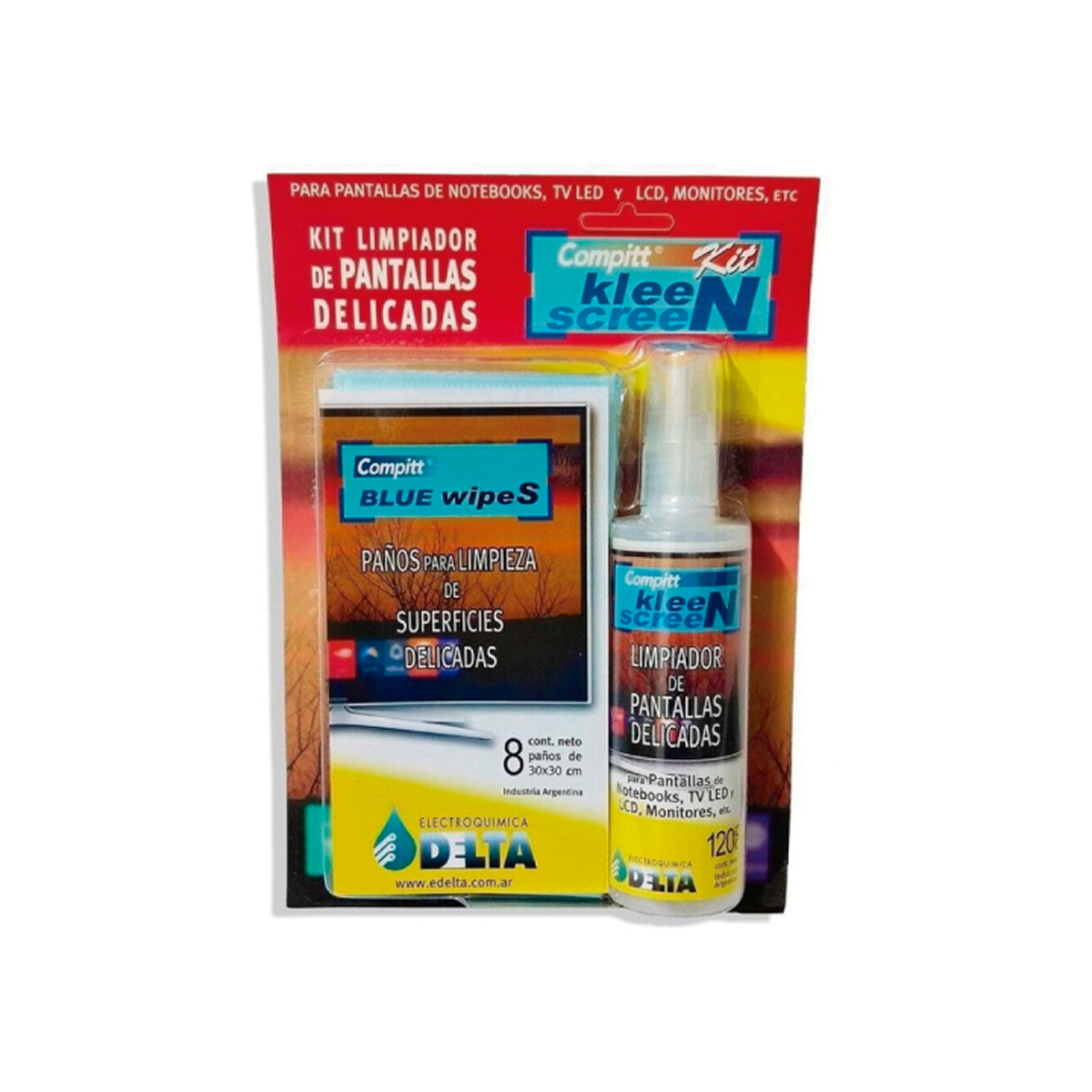 KIT LIMPIADOR DE PANTALLAS DELICADAS DELTA 120CC