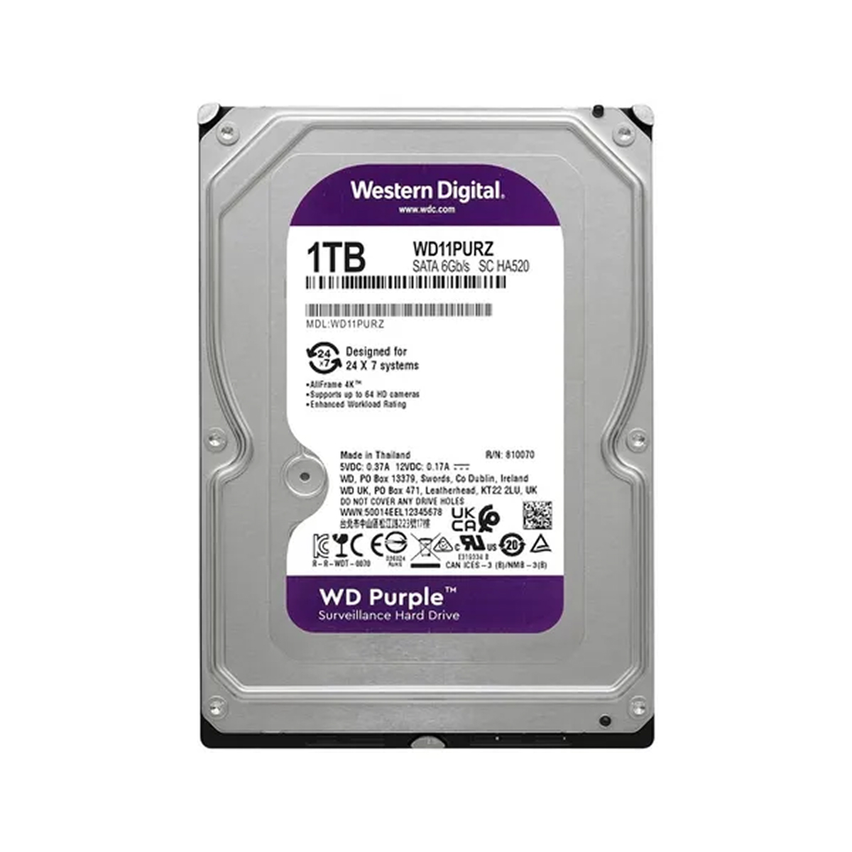 DISCO HDD 1TB WESTERN DIGITAL PURPLE WD11PURZ SATA 6GB/S