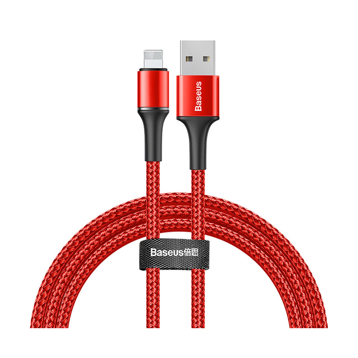 CABLE LIGHTNING A USB 1 METRO MALLADO ROJO BASEUS