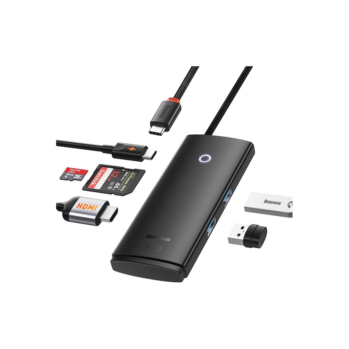 HUB USB-C 6 PUERTOS (1 HDMI+2 USB3.0+1 USB-C+1 SD/TF) BASEUS