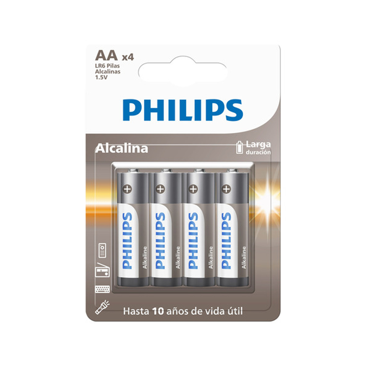 PILA AA x4 PHILIPS ALCALINAS 1.5V LARGA DURACION (POR BLISTER)