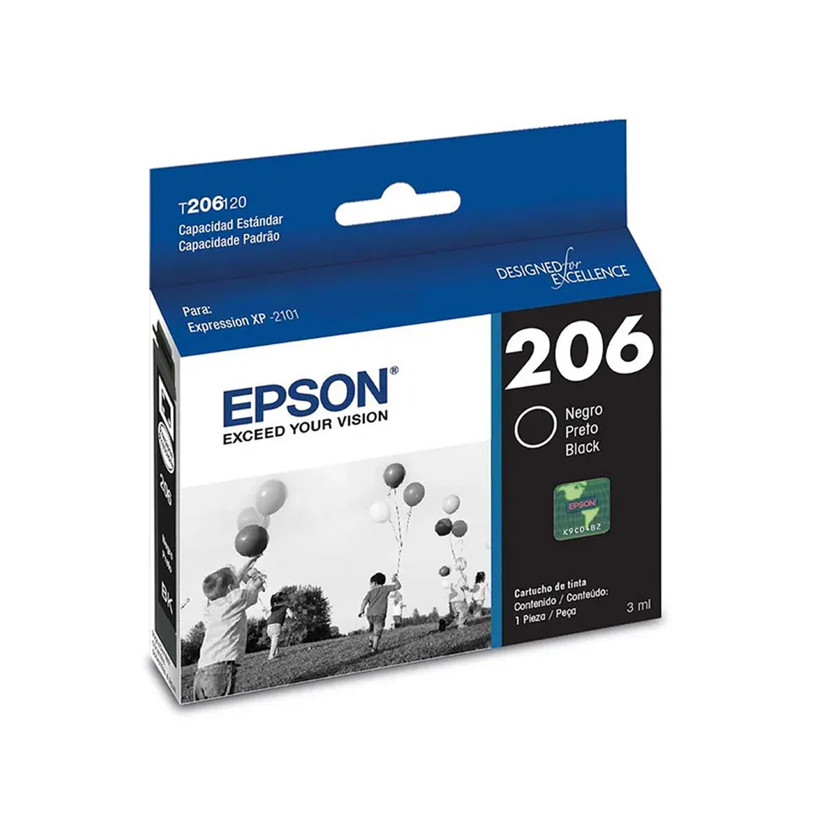 CARTUCHO DE TINTA EPSON ORIGINAL 206 NEGRO