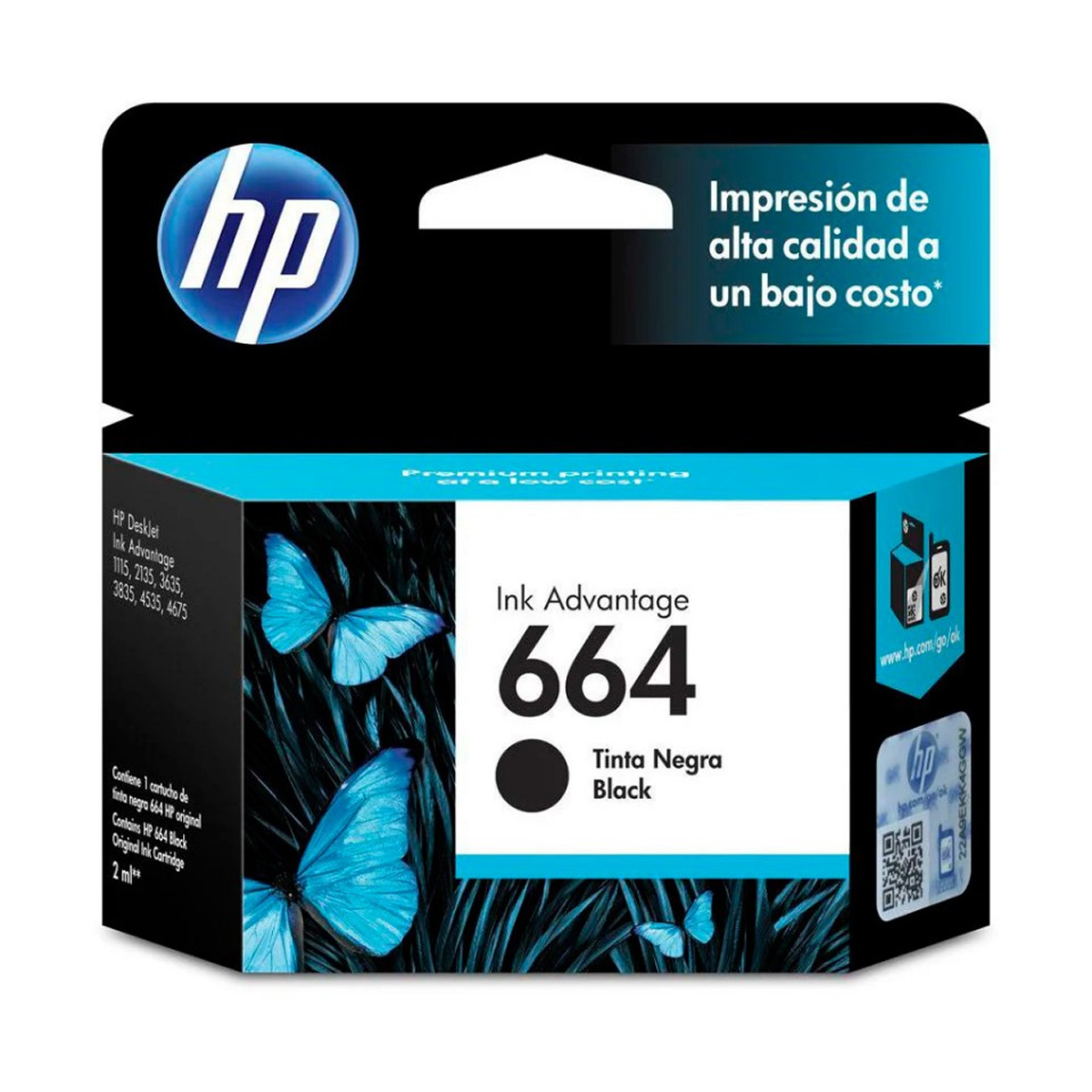 CARTUCHO DE TINTA HP ORIGINAL 664 NEGRO