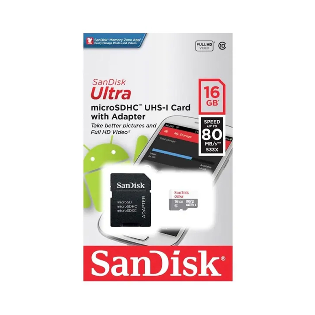 MEMORIA MICRO SD 16GB SANDISK ULTRA CLASE 10