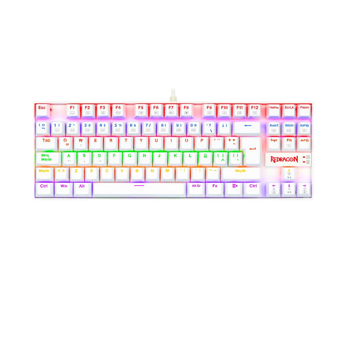 TECLADO MECANICO REDRAGON KUMARA RAINBOW K552W-KR BLANCO SWITCH RED