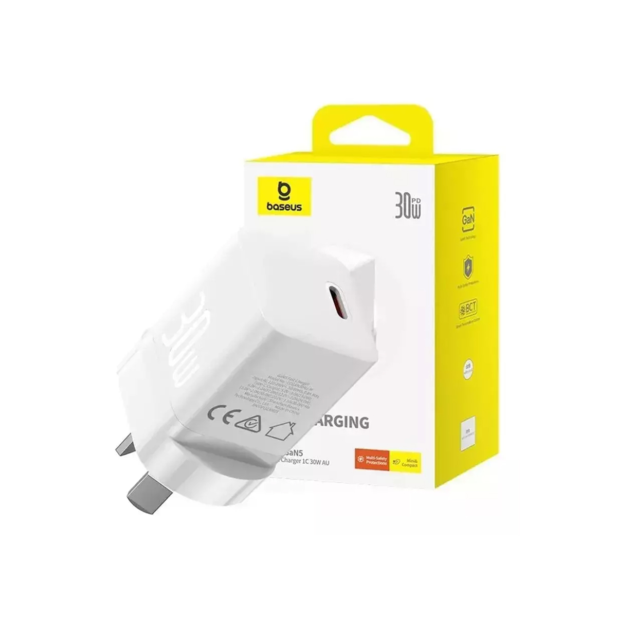 CARGADOR USB-C 30W BASEUS GAN5 MINI BLANCO