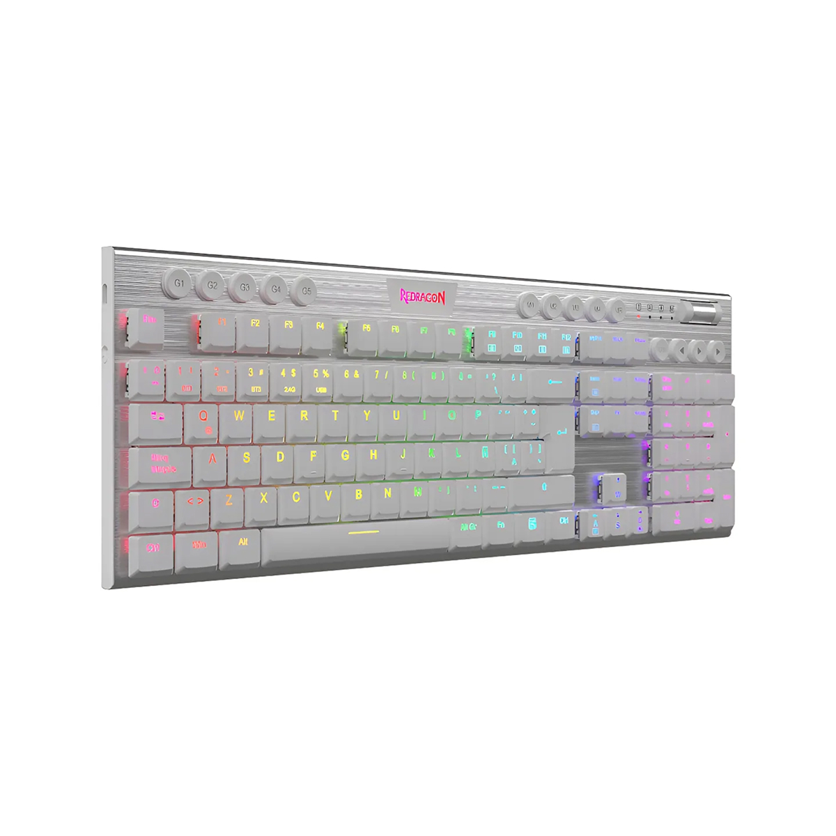 TECLADO GAMER REDRAGON HORUS K619W-RGB CABLEADO BLANCO