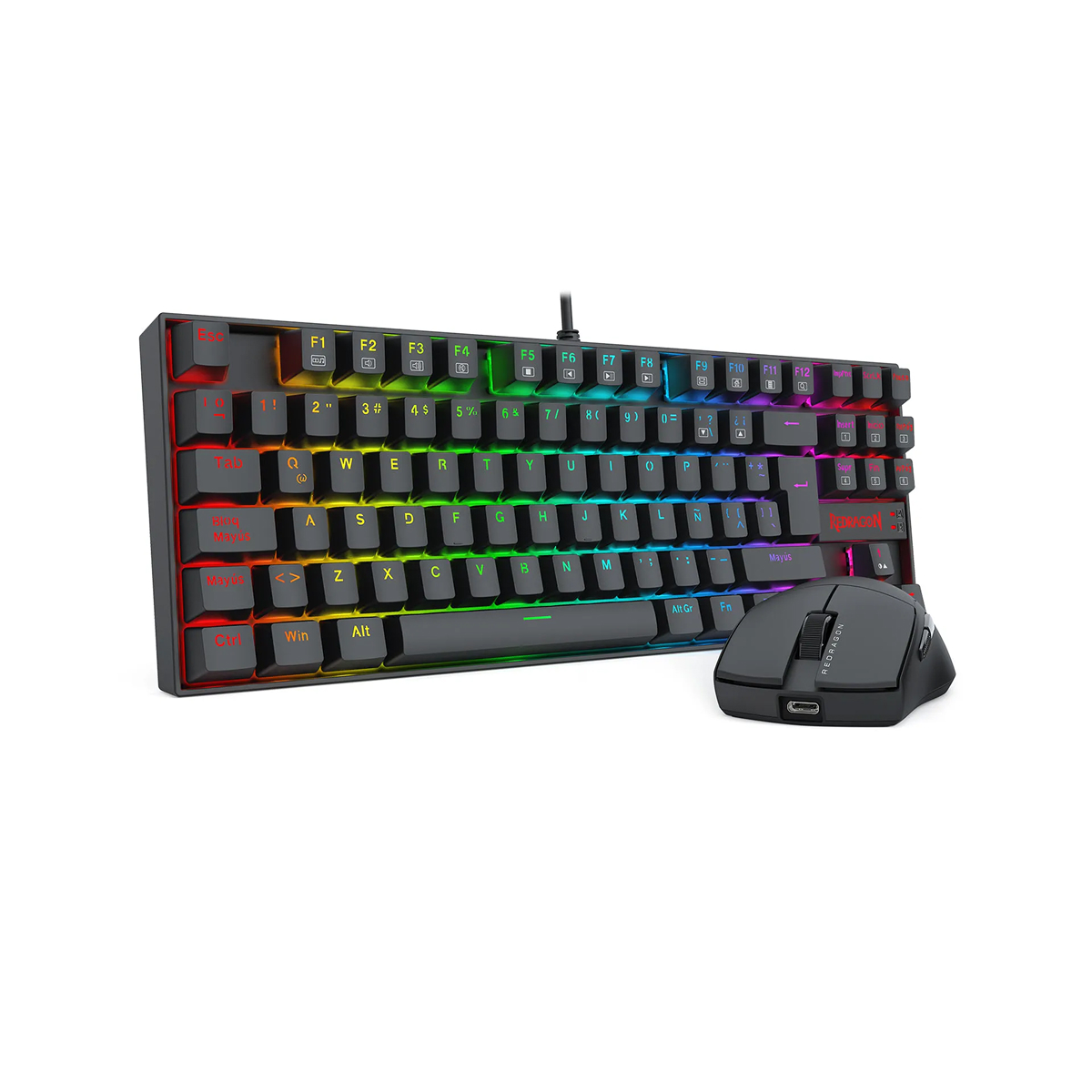 COMBO GAMER REDRAGON S145 2 EN 1 (TECLADO 80%+MOUSE) NEGRO