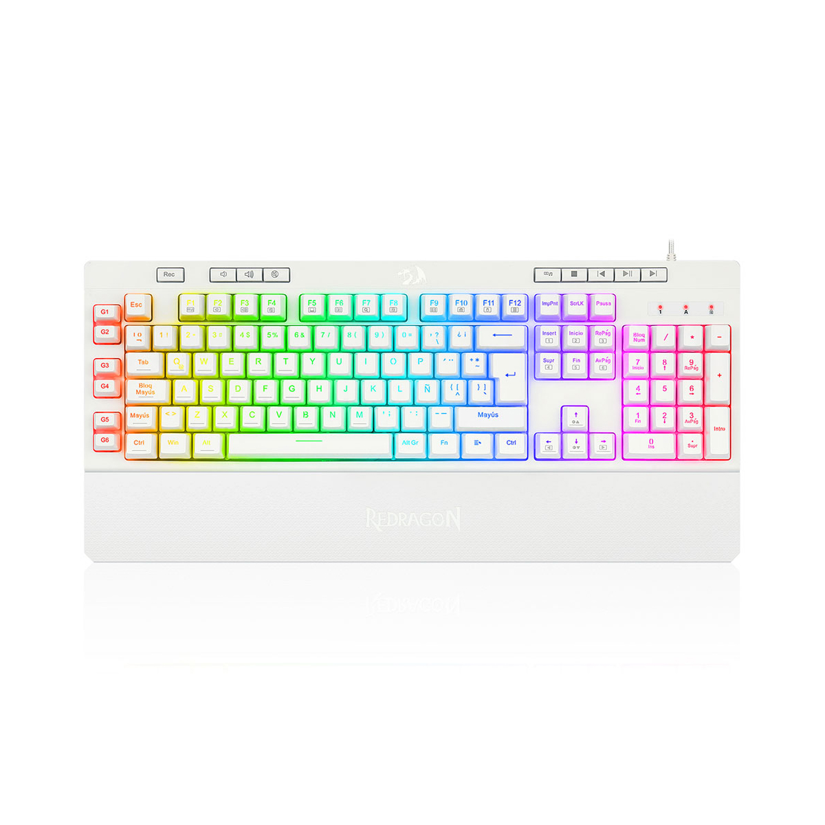 TECLADO GAMER RGB REDRAGON SHIVA K512W-RGB-1 BLANCO