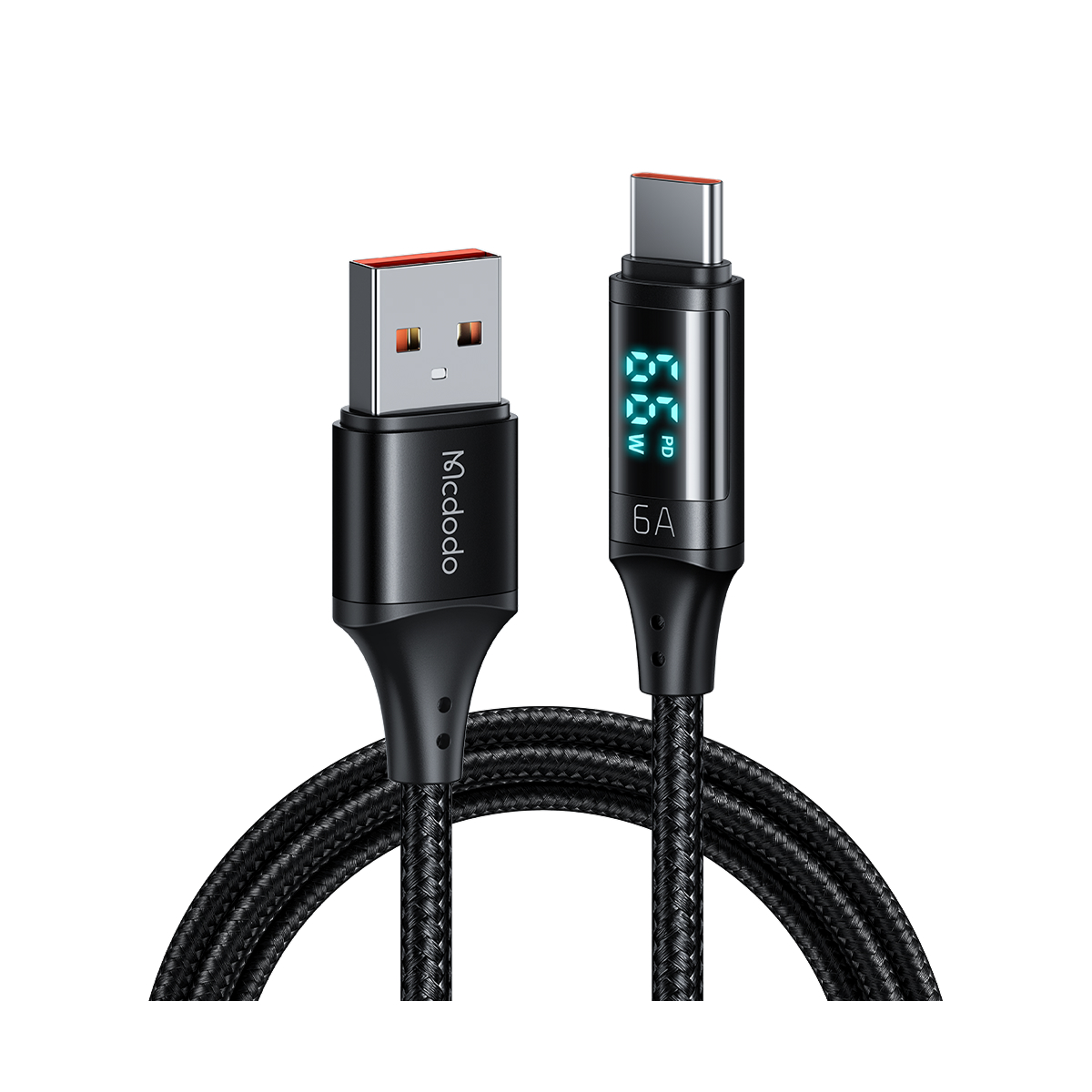 CABLE USB-C A USB-A 6A 1.2METROS PANTALLA DIGITAL MCDODO NEGRO
