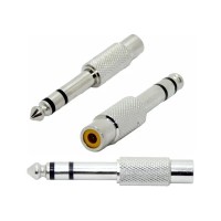 ADAPTADOR 1 PLUG 6.5MM STEREO A 1 RCA METAL (STEREO)