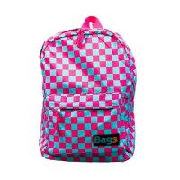 MOCHILA BAGS CUADROS ROSA/CELESTE
