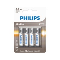 PILA AA x4 PHILIPS ALCALINAS 1.5V LARGA DURACION (POR BLISTER)