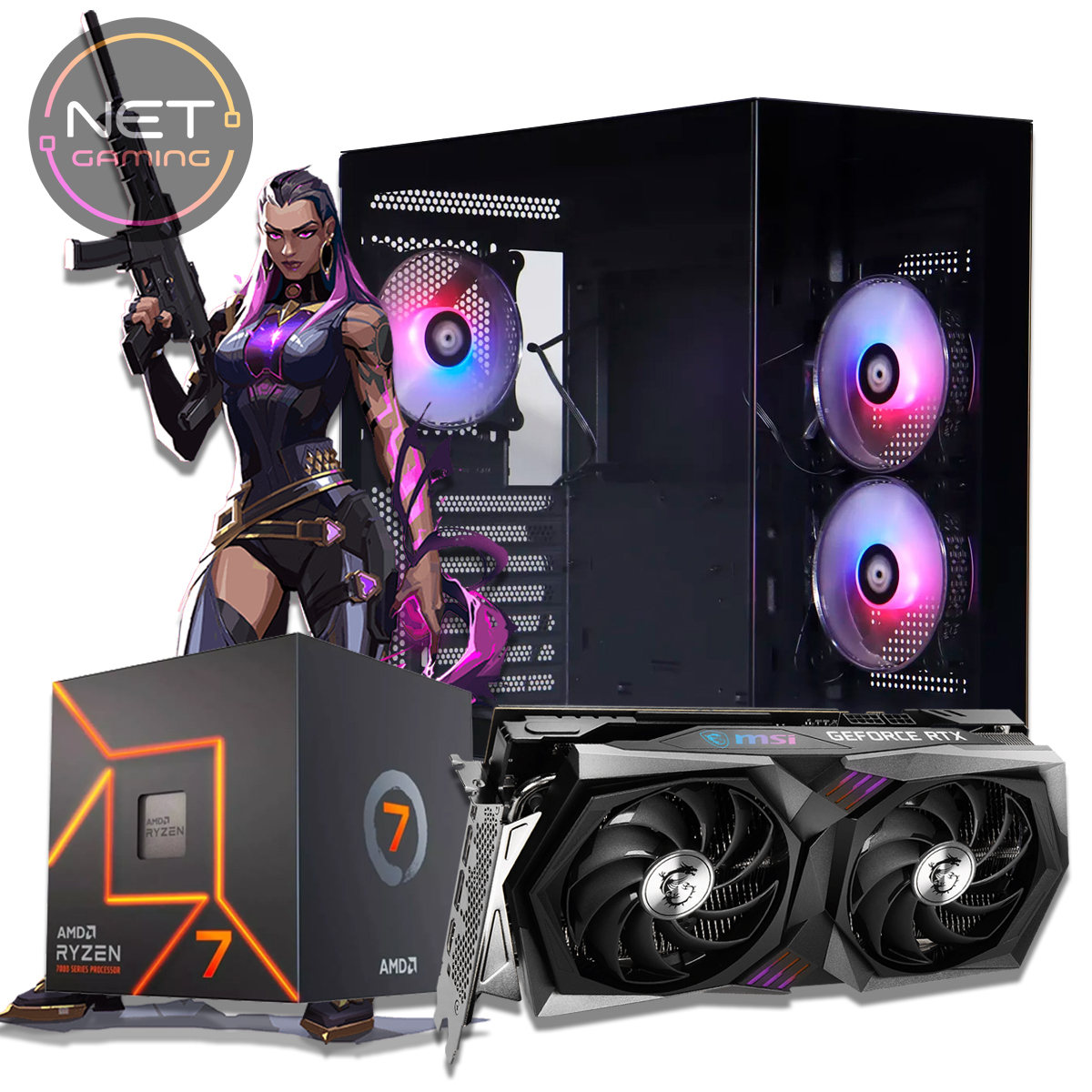 PC Gamer AMD Ryzen 7 8700F 5.0 GHZ (AM5) - 32 GB DDR5 - SSD 1 TB M.2 - RTX 3060 12 GB